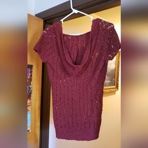 Hoodie Sweater Crop sleeved ❄Maroon Pull Over. size small [Maurices] brand